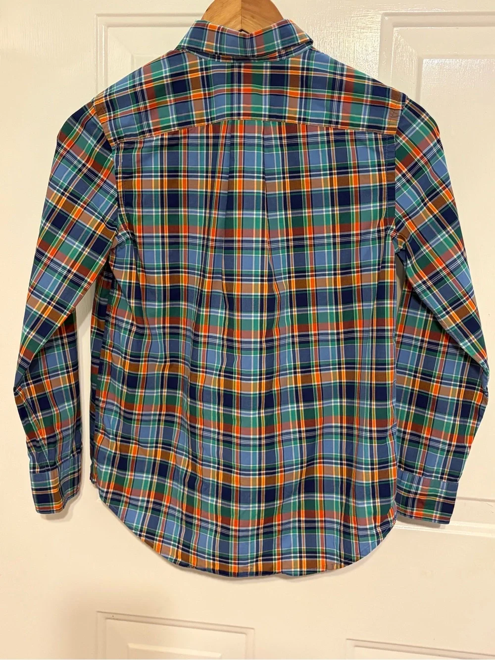 Ralph Lauren Gorgeous Blue/Orange/Green Plaid Long-Sleeve Button Down Size 10-12